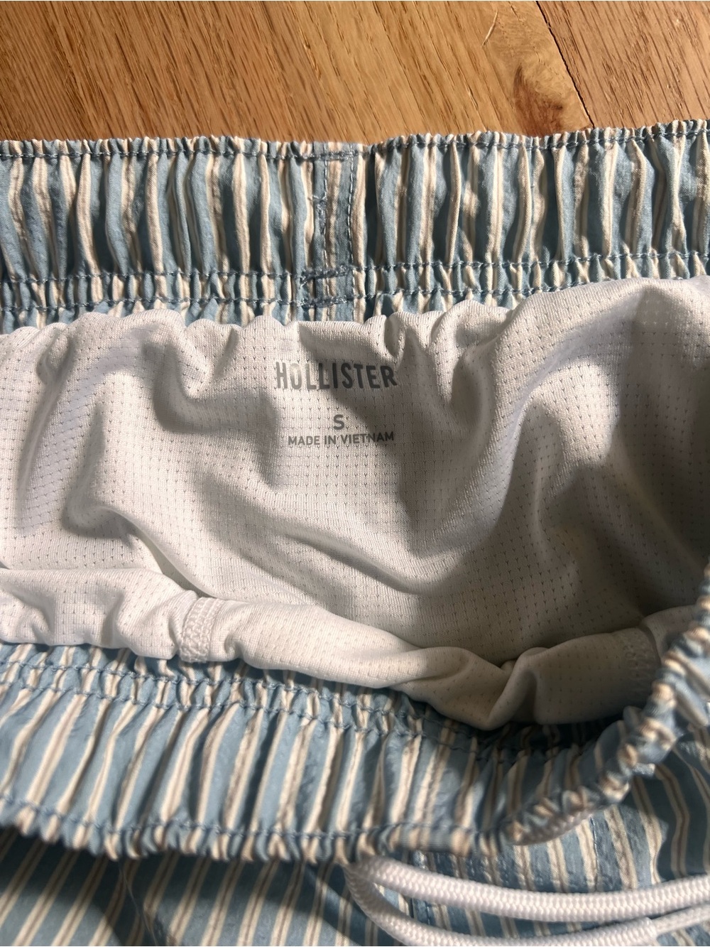 Hollister Light Blue and White Striped Swim Trunks - Picture 3 of 3